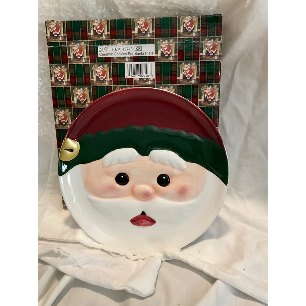 Ceramic Cookies For Santa Plate 8 inch Christmas Holiday Decor Item 2748 Boxed